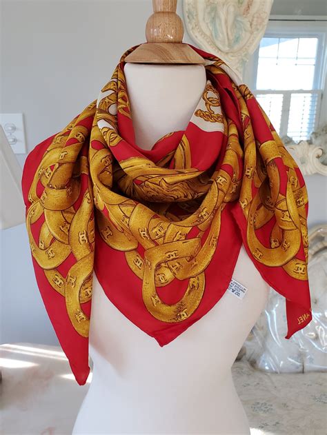 chanel red silk scarf|chanel ready to wear scarf.